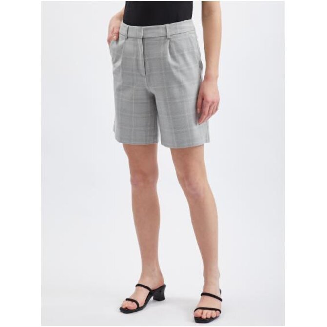 Světle šedé dámské kostkované kraťasy Světle šedá, 38