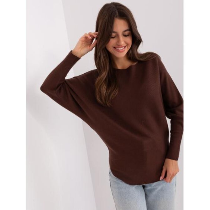 Dámský svetr oversize s viskózou HUISTA tmavě hnědý Hnědá, S/M