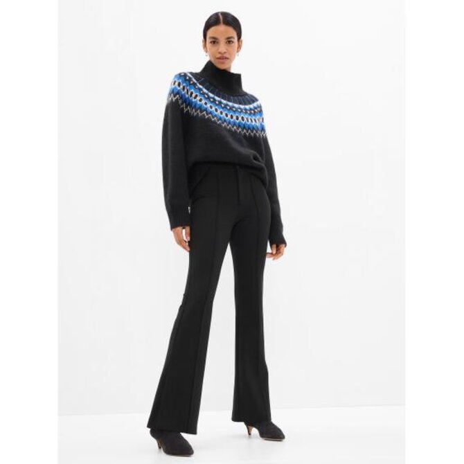 Elegantní kalhoty flare high rise Černá, 4