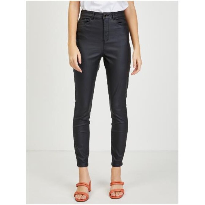 Černé dámské koženkové kalhoty Černá, 38