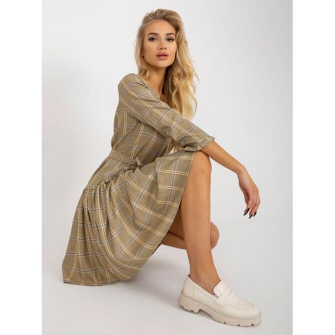 Dámské šaty s volánem EMILIE světle žluté Vícebarevný, 36