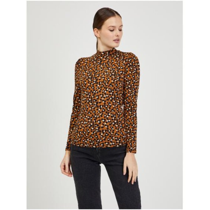 Hnědé dámské vzorované tričko ORSAY Paisy XS Hnědá, L