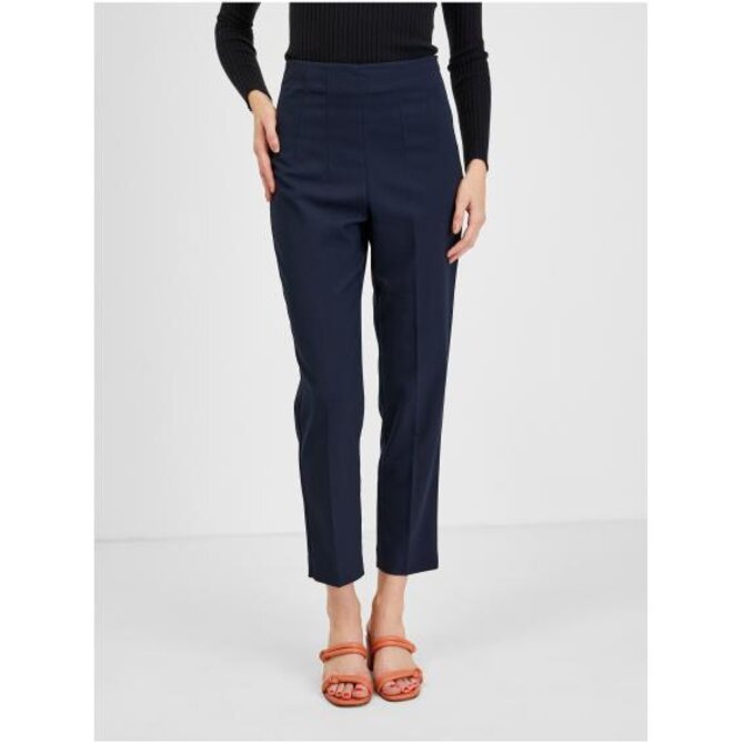 Tmavě modré dámské zkrácené kalhoty Modrá, 36