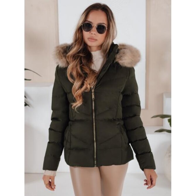 Dámská zimní bunda prošívaná zelená Zelená, S
