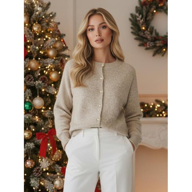 Dámský svetr se zapínáním, SELINA, béžový Béžová, M/L