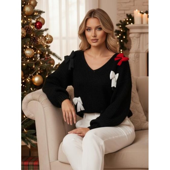 Dámský svetr one size PUREBOW černý Černá, Univerzální