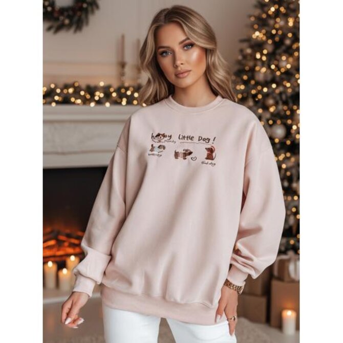 Dámská mikina oversize s jezevčíky JAMNIKOVE růžová Růžová, Univerzální