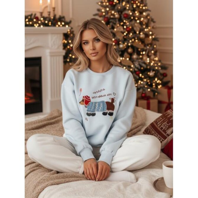 Dámská mikina oversize s výšivkou DOGSWEETY modrá Modrá, Univerzální