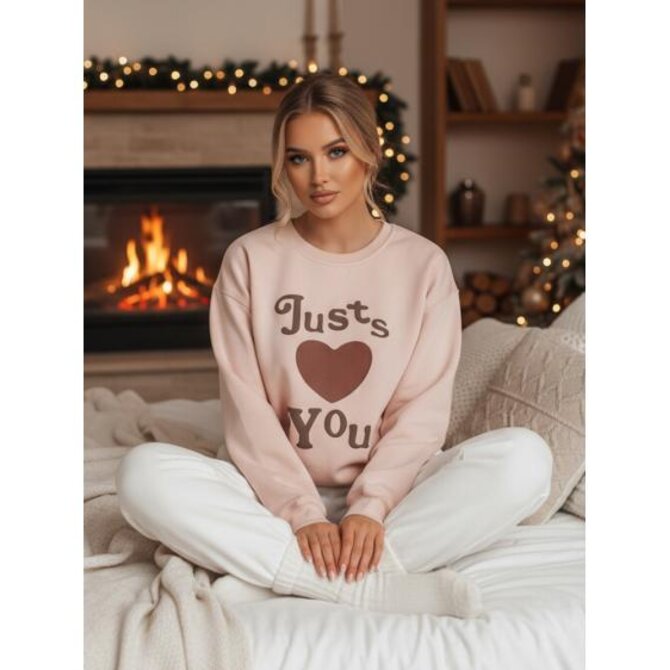 Dámská mikina oversize s potiskem JUST LOVE YOU růžová Růžová, Univerzální
