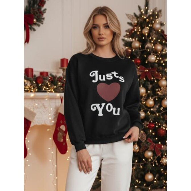 Dámská oversize mikina s potiskem JUST LOVE YOU černá Černá, Univerzální