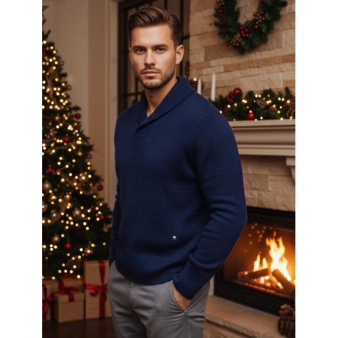 Pánský svetr tmavě modrý Námořnická modrá, XXL