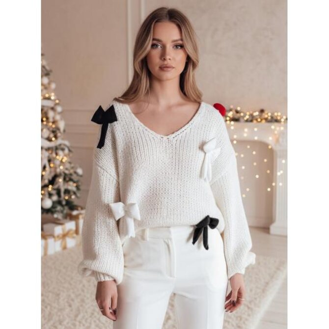 Dámský svetr one size PUREBOW ecru Bílá, Univerzální