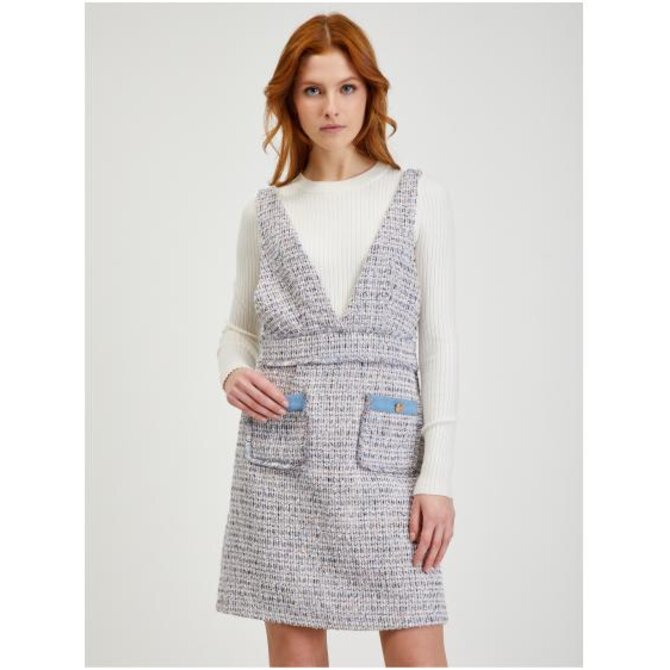 Světle šedé dámské tvídové šaty Šedá, 42