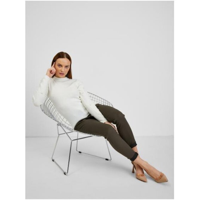 Bílý dámský svetr s ozdobnými detaily Bílá, L