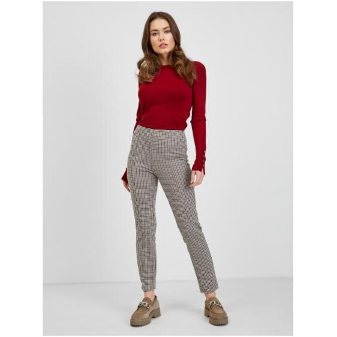 Béžové dámské kostkované kalhoty Béžová, S