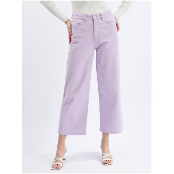 Světle fialové dámské zkrácené flared fit džíny Fialová, 38