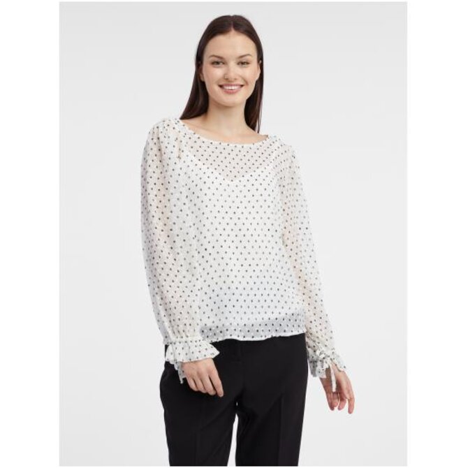 Bílá dámská puntíkovaná halenka Bílá, 34