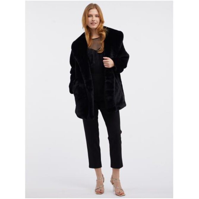 Černý dámský kabát Černá, XL