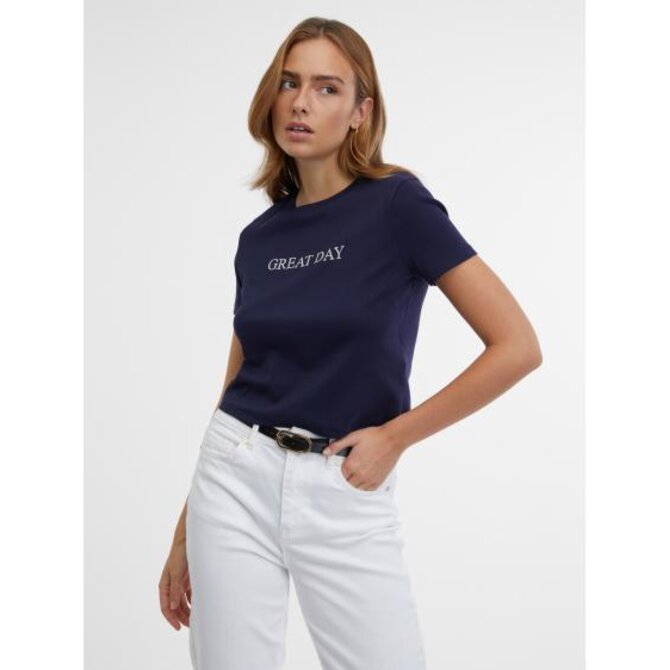 Tmavě modré dámské tričko Modrá, L