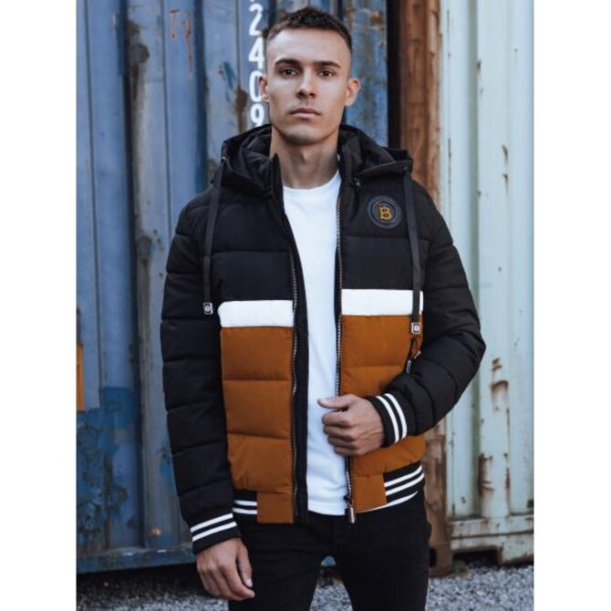 Pánská zimní bunda prošívaná s kapucí černá Vícebarevný, XXL