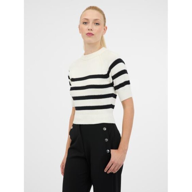 Krémový dámský svetr s krátkým rukávem Krémová, L