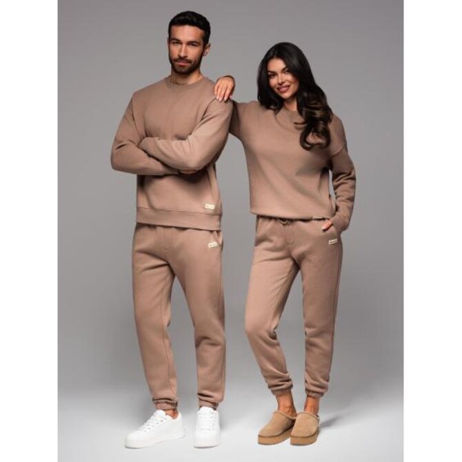 UNISEX souprava tepláková souprava ve stylu athleisure s kalhotami a mikinou - hnědá V16 Z109 Hnědá, XL/XXL