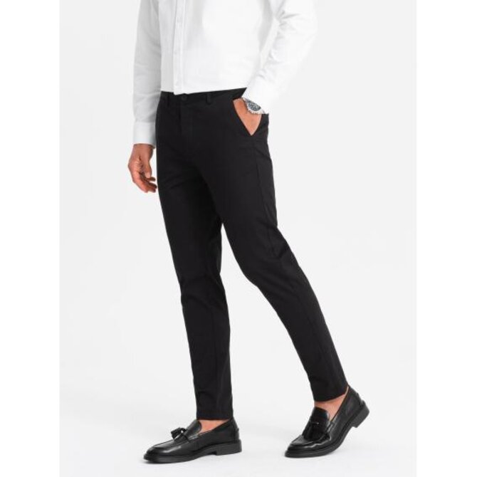 Pánské jednotné kalhoty REGULAR FIT chino - černé V5 Černá, L