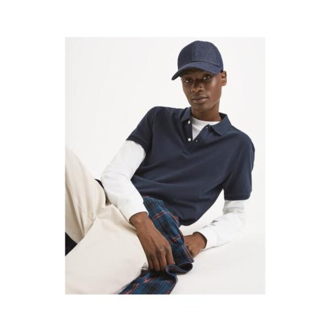 Bavlněné piké polo tričko Teone Modrá, M