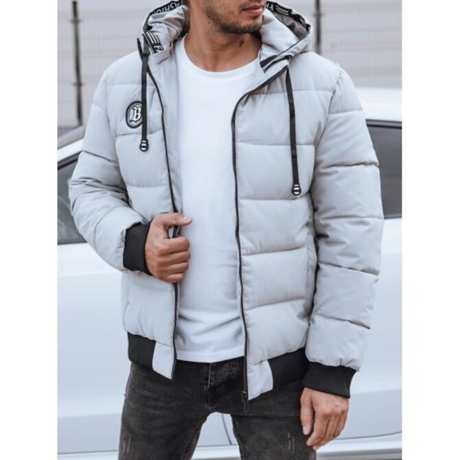 Pánská zimní bunda prošívaná s kapucí šedá Břidlicová, 3XL/56