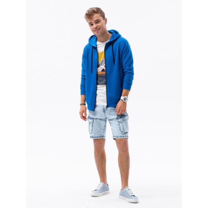 Pánská mikina na zip CAIN modrá barva Modrá, S