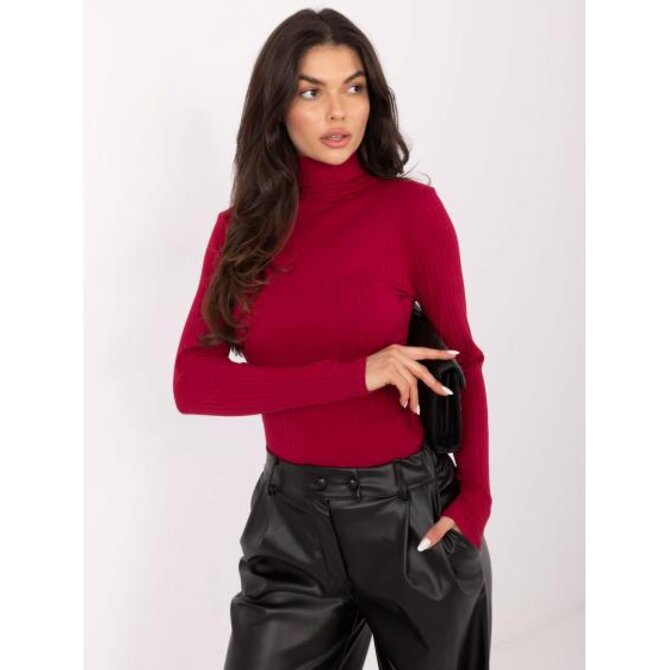 Bordová pruhovaná základní blůza RUE PARIS Kaštanová, L/XL