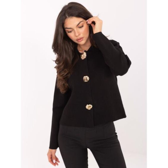 Černý elegantní svetr s límečkem Černá, Univerzální