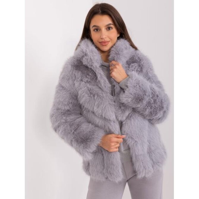 Dámská bunda s kožešinou a kapucí ETE šedá Šedá, 2XL/3XL
