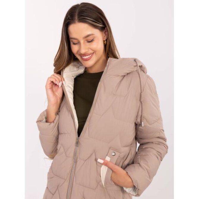 Tmavě béžová přechodová bunda s kapsami Vícebarevný, 2XL