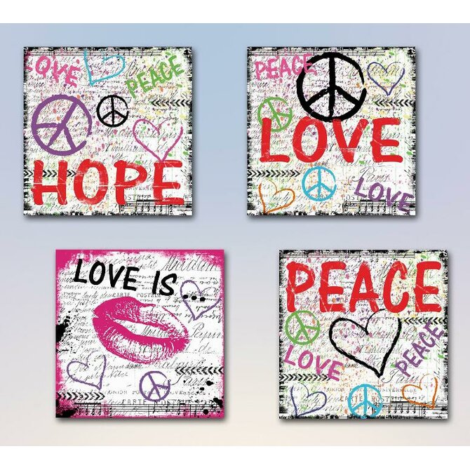 Obraz "LOVE&PEACE" 30x30/4dr.