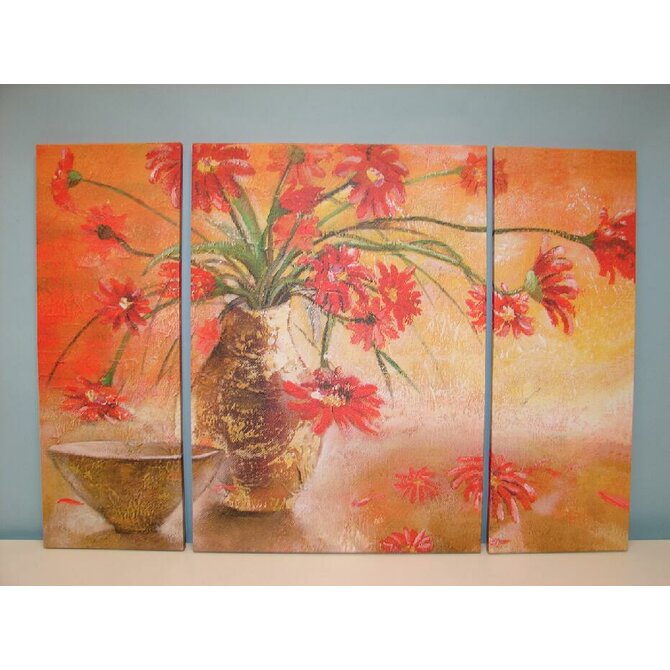 3-dílný obraz "RED FLOWERS" 100x70x2cm