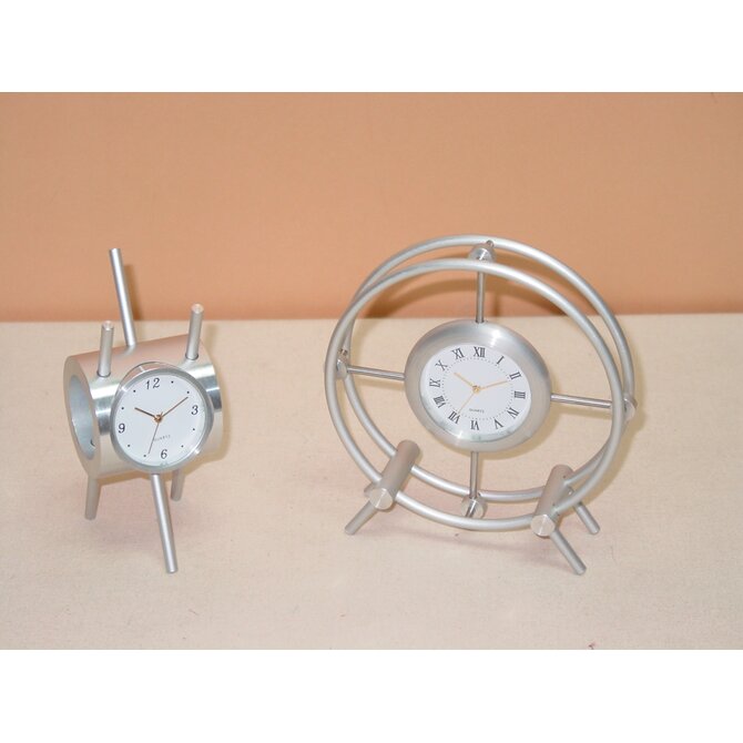 Stolní hodiny "aluminium circle" 13x12cm