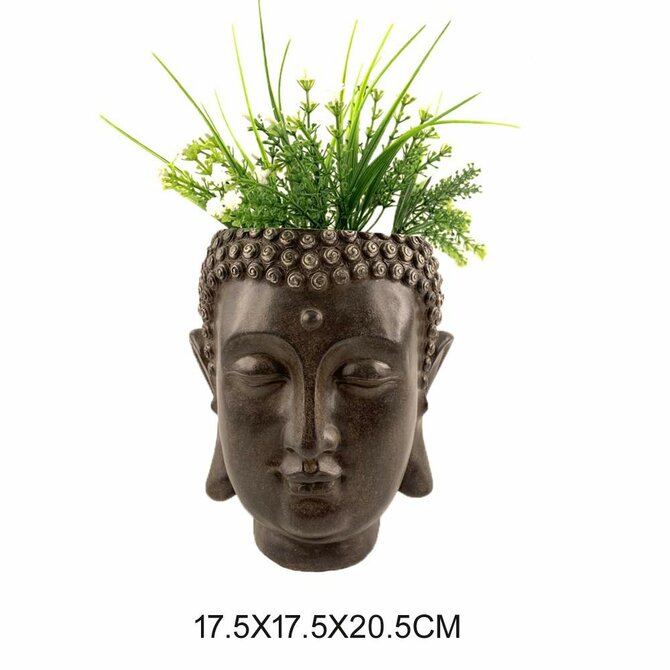 Květináč hlava "BUDDHA" resin 16x17x21cm
