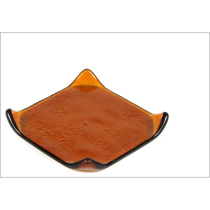 Sklo pod svíčku "ČTVEREČEK ORANŽ" 7x7cm