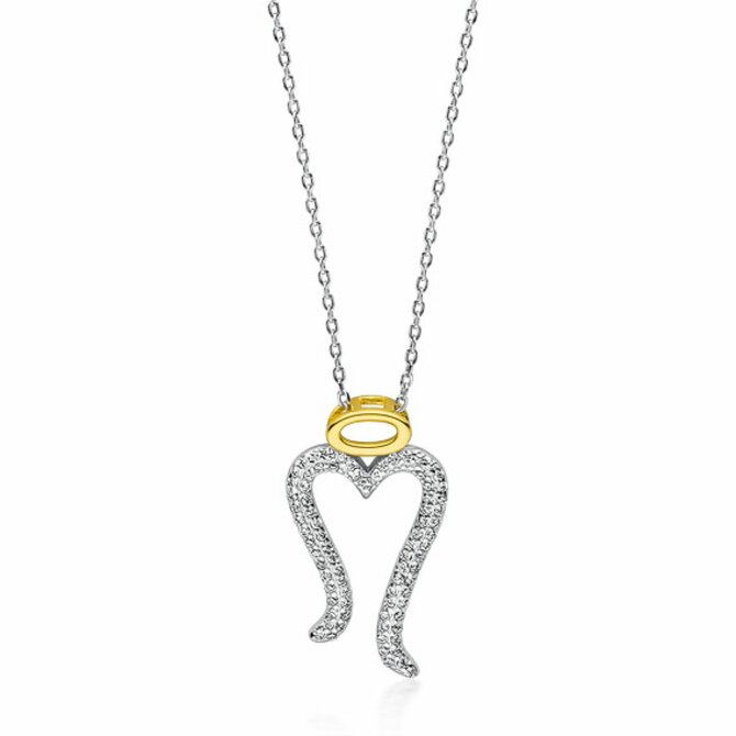 Klenoty Amber Luxusní stříbrný náhrdelník přívěsek andělské křídlo One size, stříbro Ag 925/1000