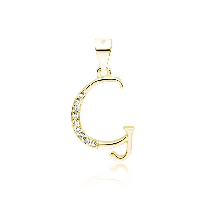 Klenoty Amber Stříbrný pozlacený přívěsek - písmeno G pozlacené stříbro Ag 925/1000