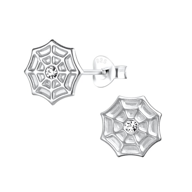 Klenoty Amber Stříbrné náušnice pavoučí síť s krystalem  stříbrná , stříbro Ag 925/1000