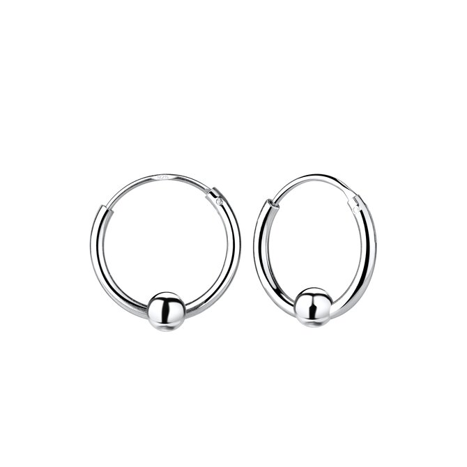 Klenoty Amber Stříbrné náušnice kroužky s kuličkou 12 mm  stříbrná , stříbro Ag 925/1000