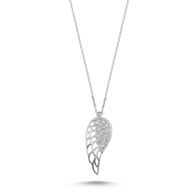 Klenoty Amber Stříbrný přívěsek andělské křídlo se zirkony včetně řetízku  stříbrná , stříbro Ag 925/1000