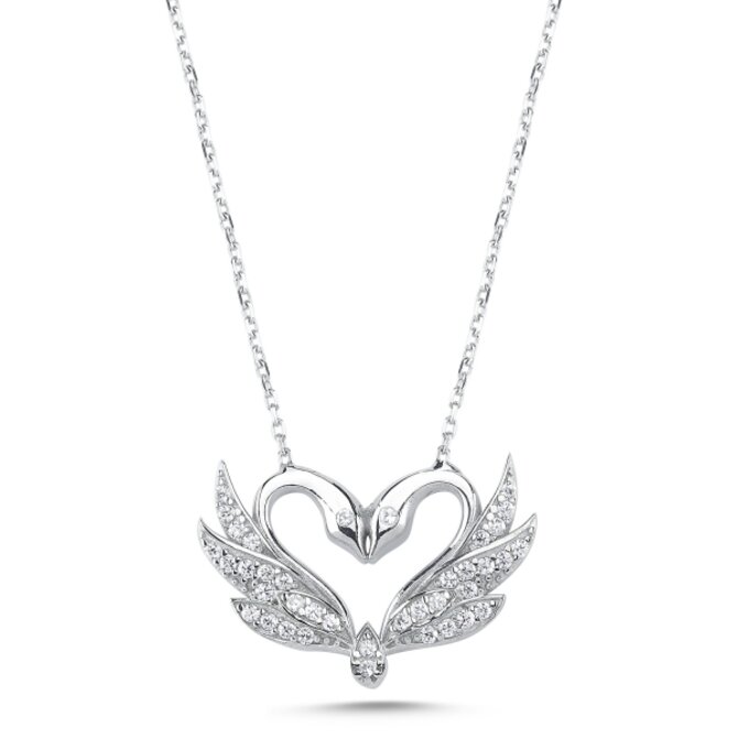 Klenoty Amber Luxusní stříbrný náhrdelník Labutí srdce  stříbrná , stříbro Ag 925/1000
