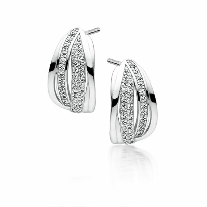 Klenoty Amber Stříbrné elegantní náušnice se zirkonem bílá, stříbro Ag 925/1000
