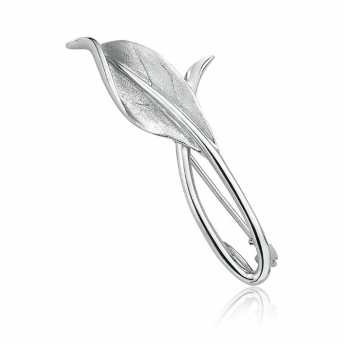Klenoty Amber Luxusní stříbrná brož - list  stříbrná , stříbro Ag 925/1000