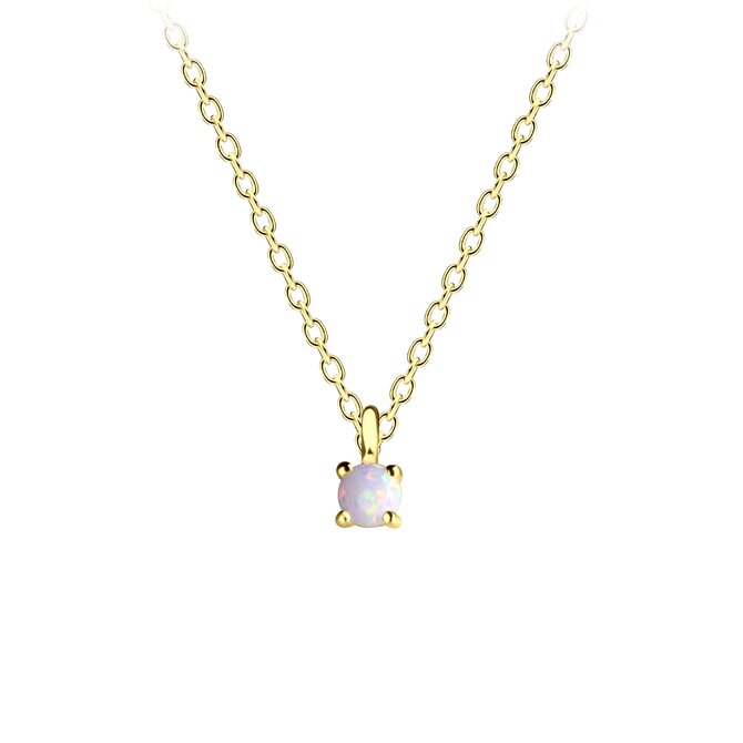 Klenoty Amber Pozlacený náhrdelník s opálem Minimal zlatá, pozlacené stříbro Ag 925/1000