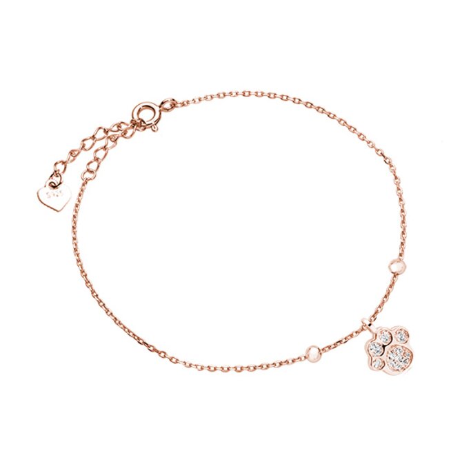 Klenoty Amber Stříbrný náramek tlapka - růžové zlacení růžová, pozlacené stříbro Ag 925/1000