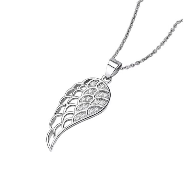 Klenoty Amber Stříbrný přívěsek andělské křídlo se zirkony včetně řetízku  stříbrná , stříbro Ag 925/1000